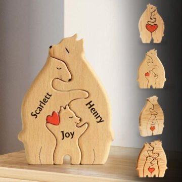 “Gentle Guardians of Love” Custom Wooden Bear Family Puzzle