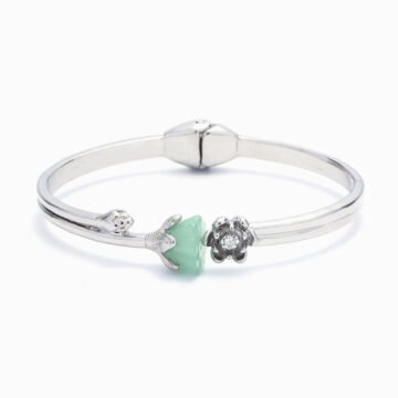 “No Mud, No Lotus” Jade & Silver Blooming Bracelet