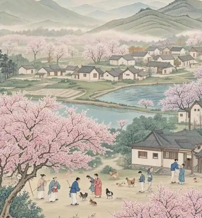 The peach blossom spring illustration